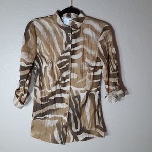 Spanner Brown Button Up Blouse Size 8